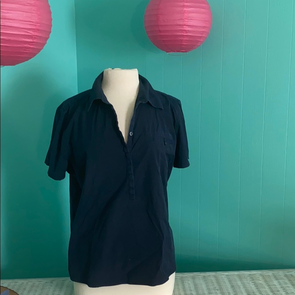 GAP Navy Short Sleeve Top with Stretch Size XL